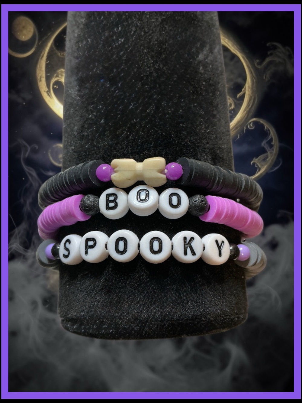 Kids 'Boo - Spooky' Stretch 3 piece Bracelet Set - ( new-handmade )